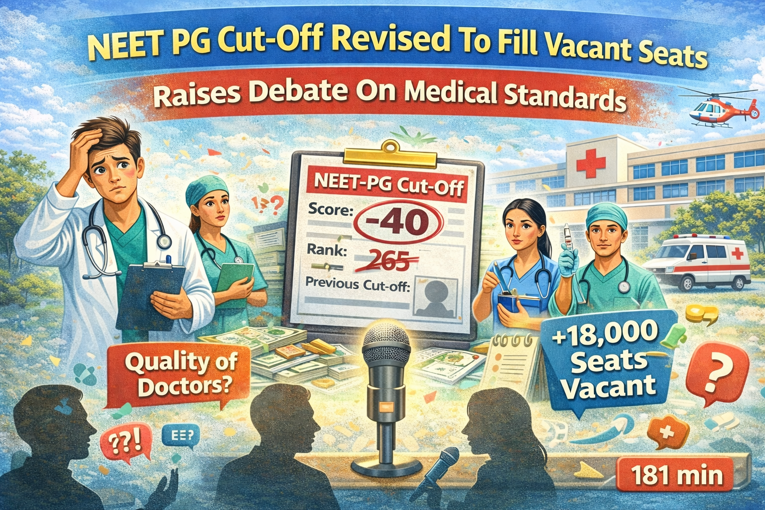 NEET PG Cut-Off Revised To Fill Vacant Seats, Raises Debate On?Medical Standards:181 min